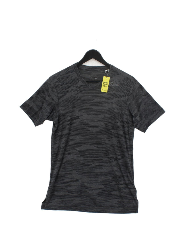 Adidas Men's T-Shirt M Grey Polyester with Viscose