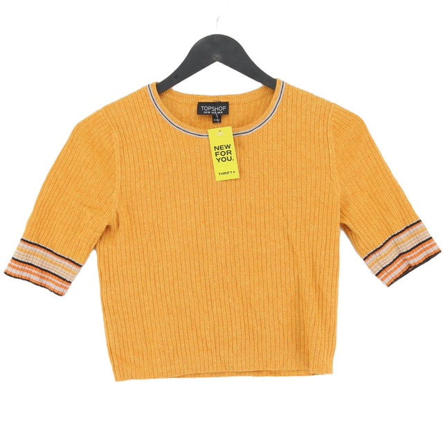 Topshop Women's T-Shirt UK 10 Yellow Cotton with Nylon