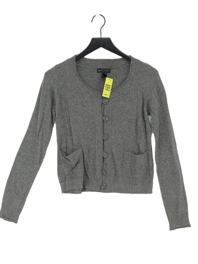 Mango Women's Cardigan M Grey Acrylic with Angora, Cotton, Polyamide, Viscose