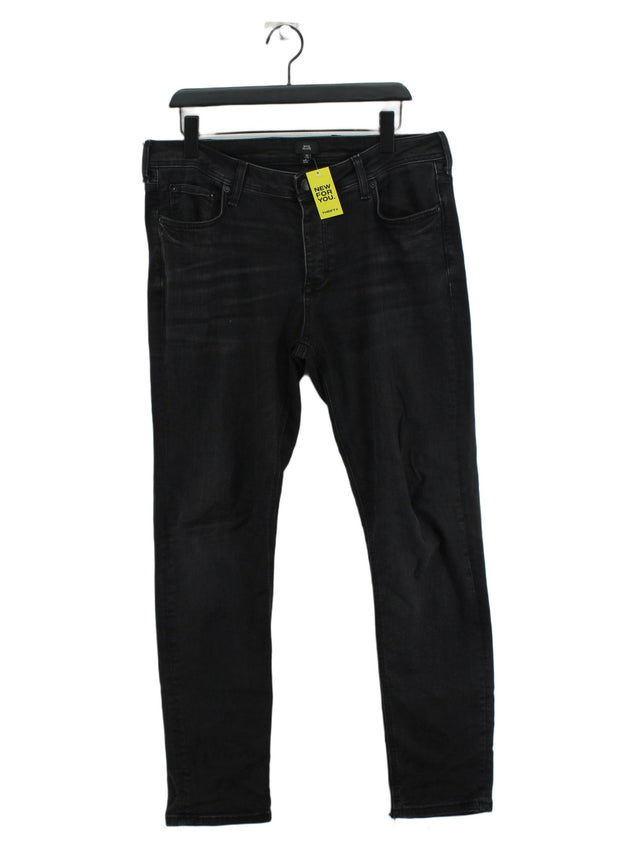 River Island Men's Jeans W 34 in; L 32 in Black Cotton with Elastane
