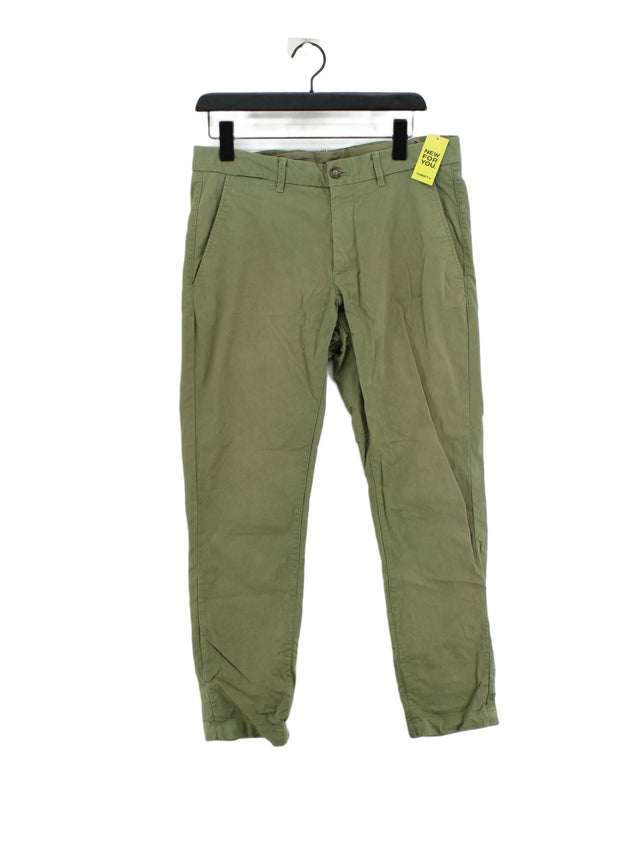 MNG Men's Trousers W 32 in Green Cotton with Elastane