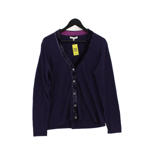 Laura Ashley Women's Cardigan UK 18 Purple Cotton with Silk, Viscose