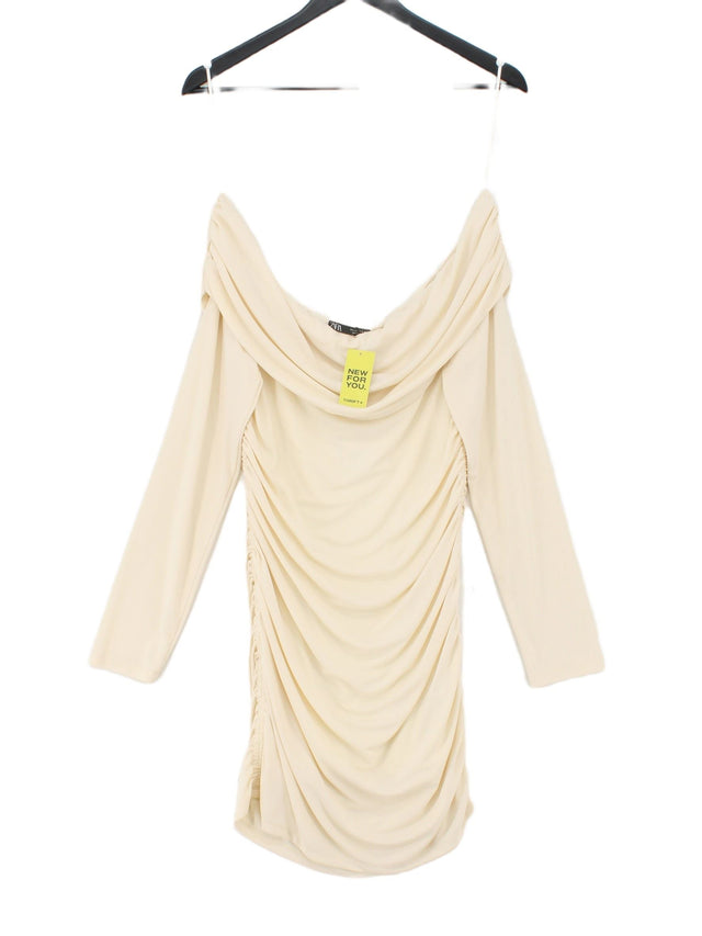 Zara Women's Midi Dress L Cream 100% Polyester