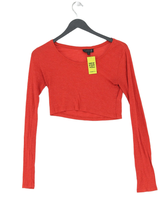 Topshop Women's Top UK 8 Orange Viscose with Polyester