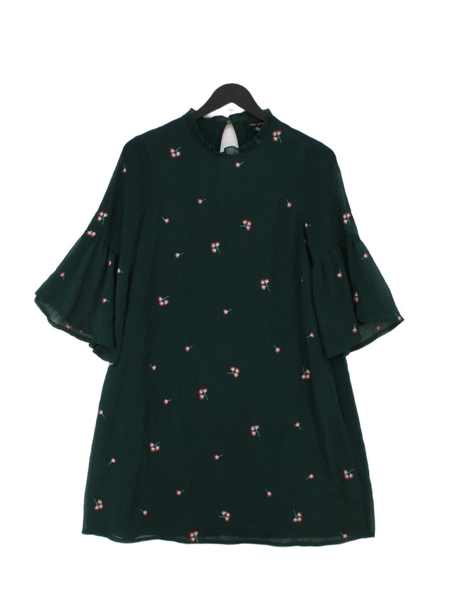 New Look Women's Midi Dress UK 8 Green 100% Polyester