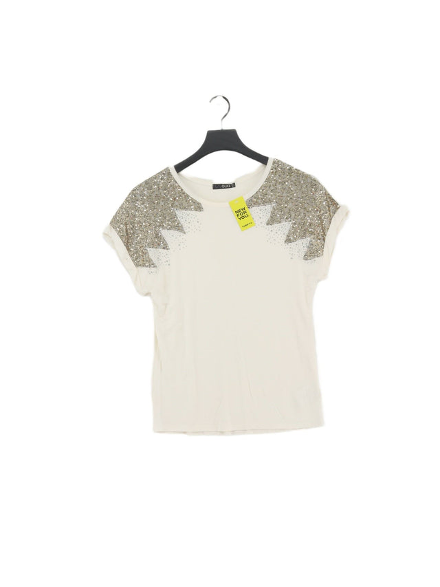 Quiz Women's T-Shirt UK 10 White Rayon with Elastane
