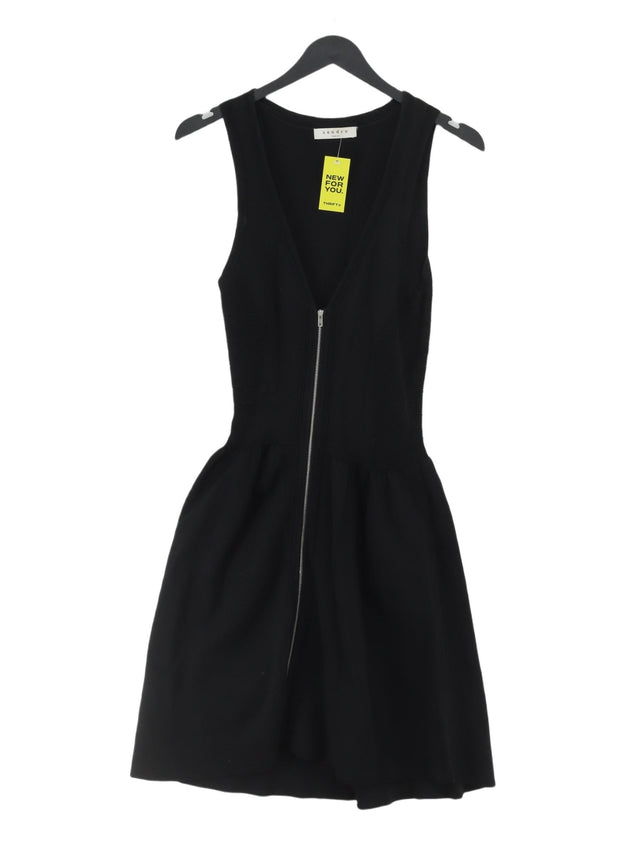 Sandro Women's Midi Dress UK 8 Black Viscose with Polyamide