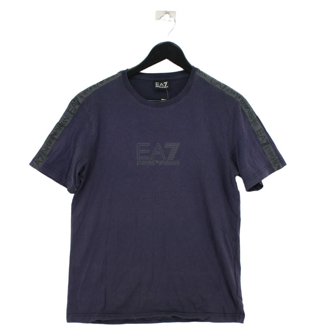 Emporio Armani Men's T-Shirt M Blue Cotton with Polyester