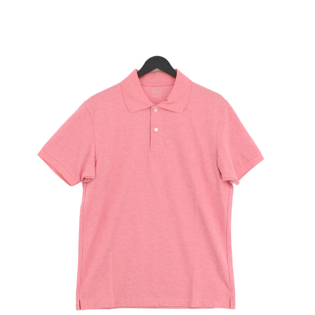 Uniqlo Men's Polo L Pink Cotton with Polyester