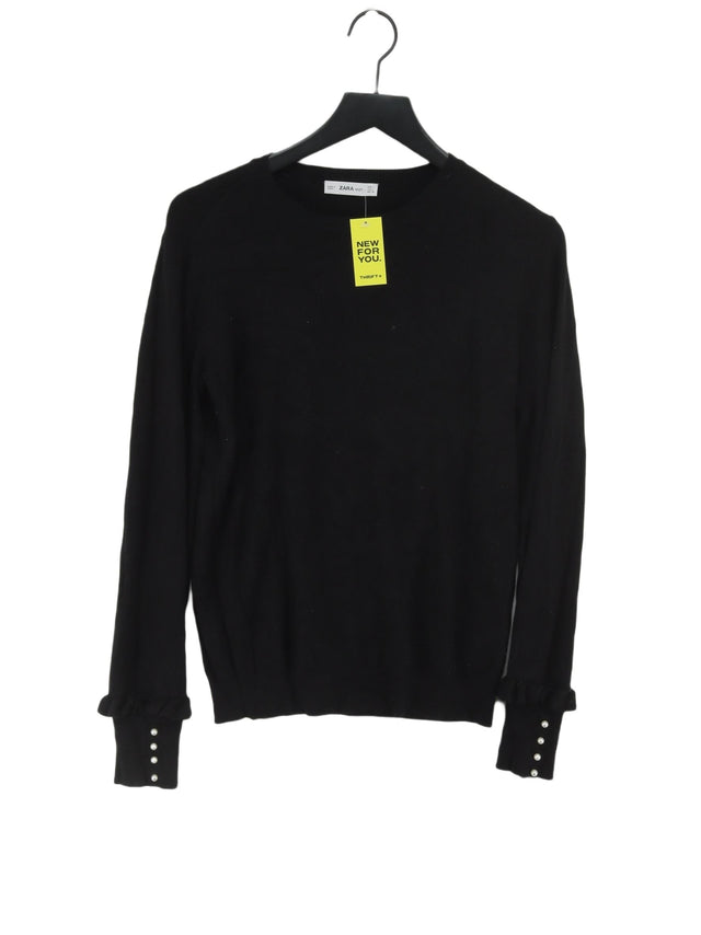 Zara Women's Jumper L Black Viscose with Elastane, Nylon