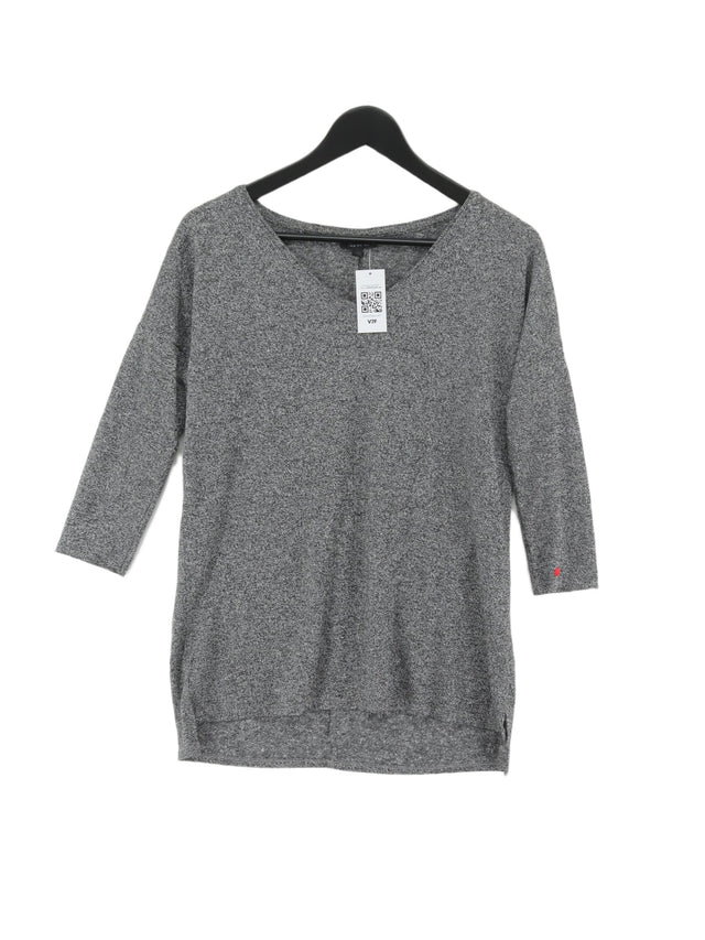 Topshop Women's T-Shirt UK 8 Grey Polyester with Cotton, Viscose
