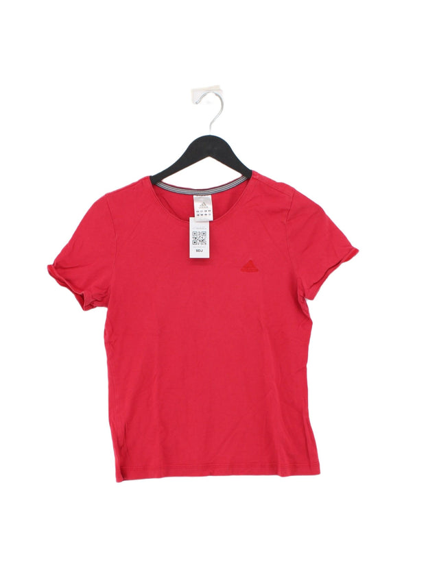 Adidas Women's T-Shirt UK 10 Red 100% Cotton