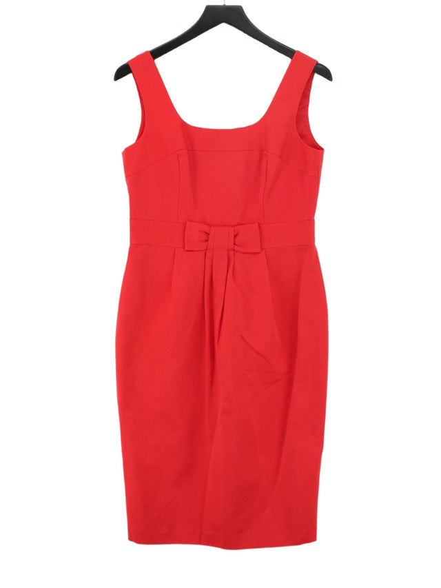 Autograph Women's Midi Dress UK 12 Red Cotton with Polyester