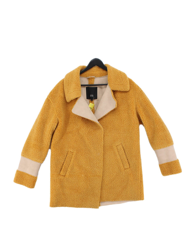 River Island Women's Coat UK 12 Yellow Acrylic with Polyester