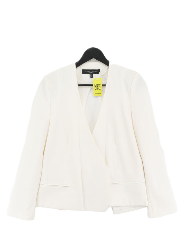 Forever Unique Women's Blazer UK 10 White Polyester with Elastane