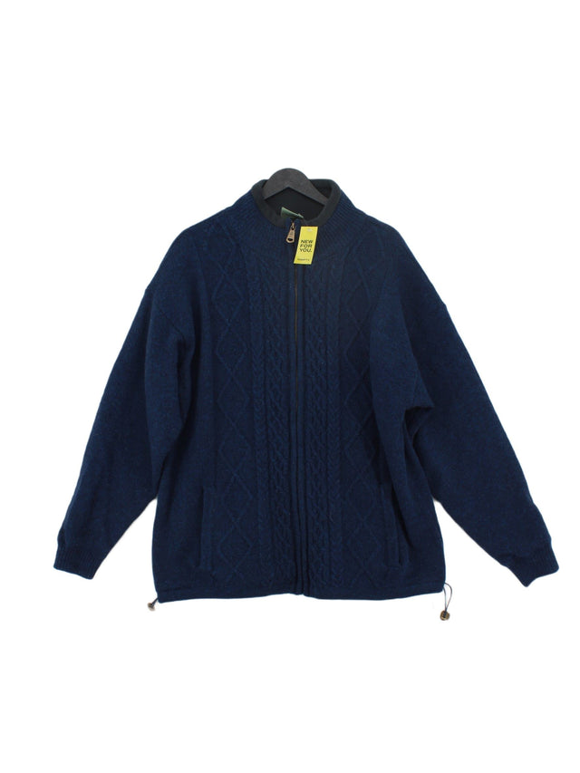 Aran Women's Cardigan L Blue 100% Wool