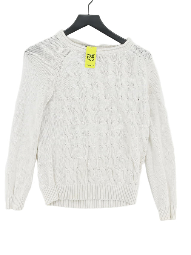 Massimo Dutti Women's Jumper S White Cotton with Other