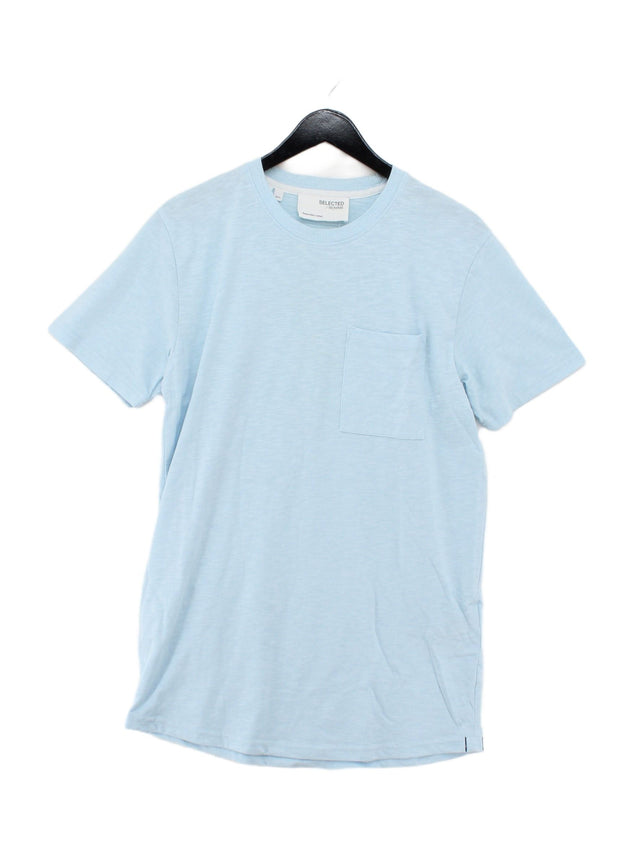 Selected Homme Men's T-Shirt M Blue 100% Cotton
