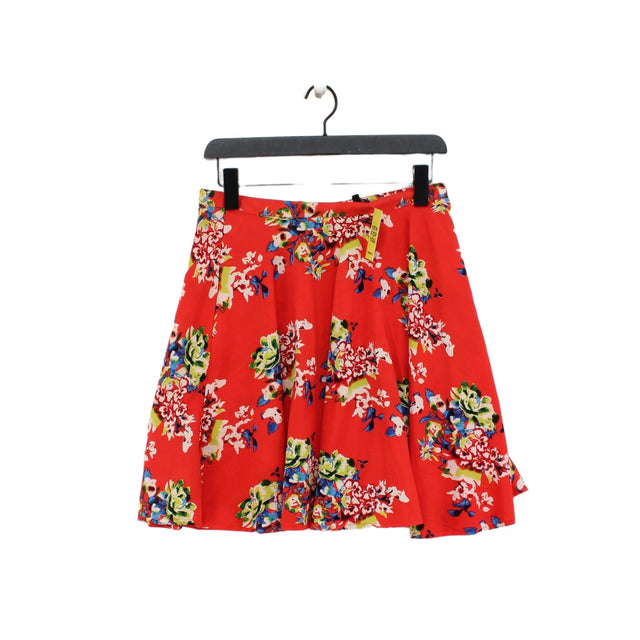 New Look Women's Midi Skirt UK 10 Red 100% Polyester