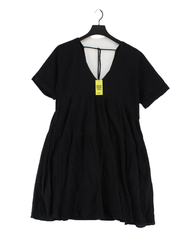 Hush Women's Midi Dress UK 10 Black 100% Cotton