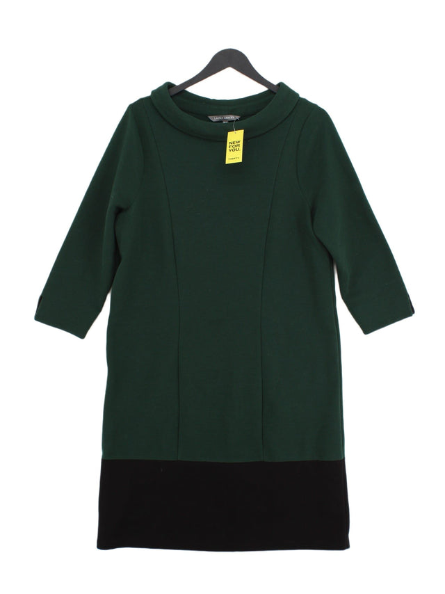 Laura Ashley Women's Midi Dress UK 14 Green Polyester with Cotton