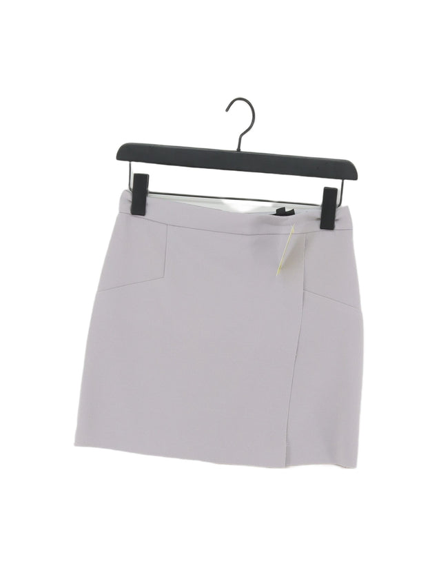 Topshop Women's Mini Skirt UK 8 Grey Polyester with Cotton, Elastane