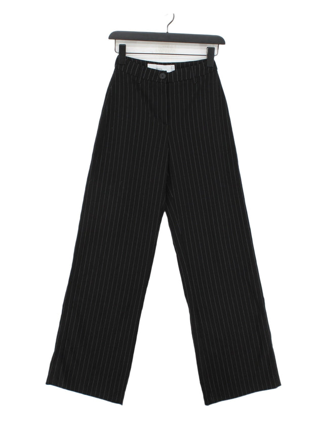 Bershka Women's Trousers UK 6 Black Polyester with Elastane, Viscose