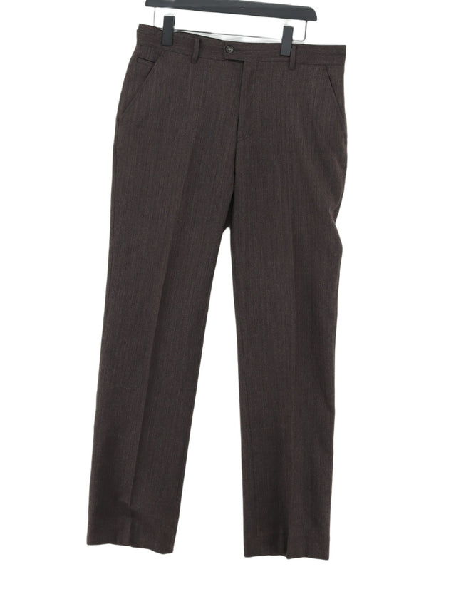 Linea Men's Suit Trousers W 34 in Brown 100% Wool