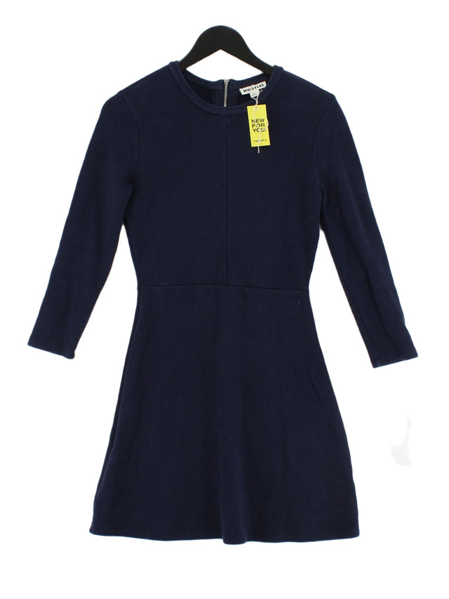 Whistles Women's Midi Dress UK 10 Blue Cotton with Elastane, Polyamide
