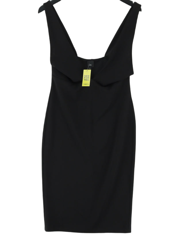River Island Women's Midi Dress UK 12 Black Polyester with Elastane