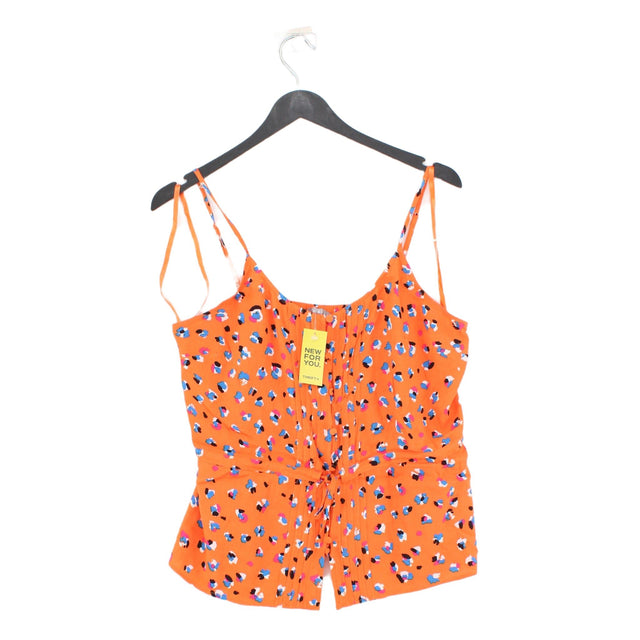 Oliver Bonas Women's T-Shirt UK 14 Orange 100% Viscose
