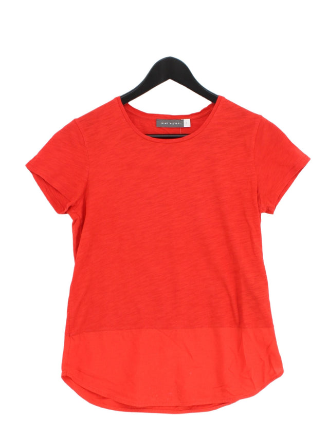 Mint Velvet Women's T-Shirt UK 8 Red Cotton with Viscose