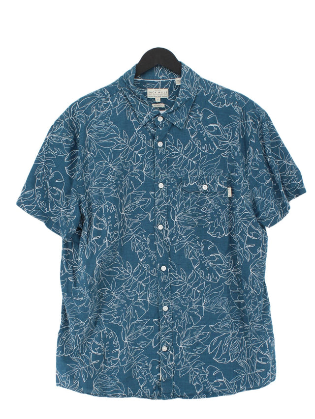 Jack Wills Men's Shirt M Blue Linen with Cotton