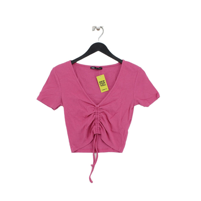 Zara Women's Top M Pink Cotton with Elastane