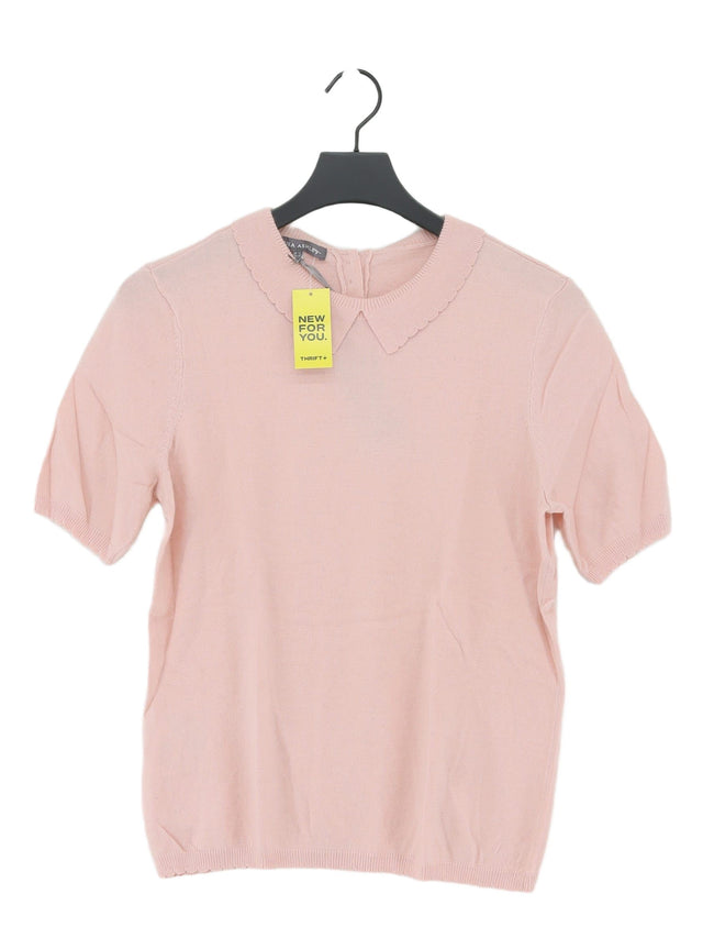 Laura Ashley Women's Top UK 12 Pink Cotton with Cashmere, Nylon, Viscose