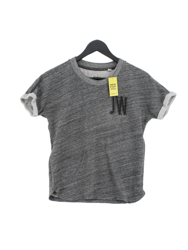 Jack Wills Women's Top UK 8 Grey Cotton with Polyester
