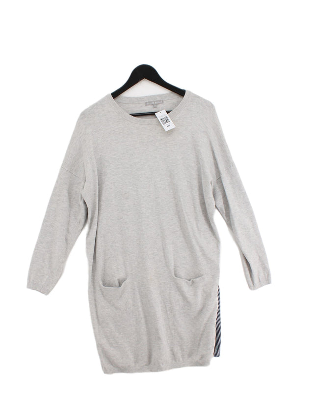 Oliver Bonas Women's Midi Dress UK 12 Grey Cotton with Polyester, Viscose