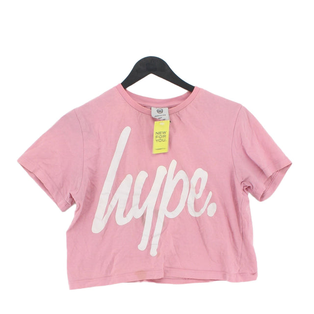 Hype Women's T-Shirt UK 8 Pink 100% Cotton