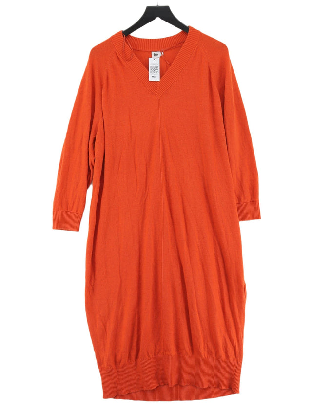 Kin Women's Midi Dress L Orange Acrylic with Wool