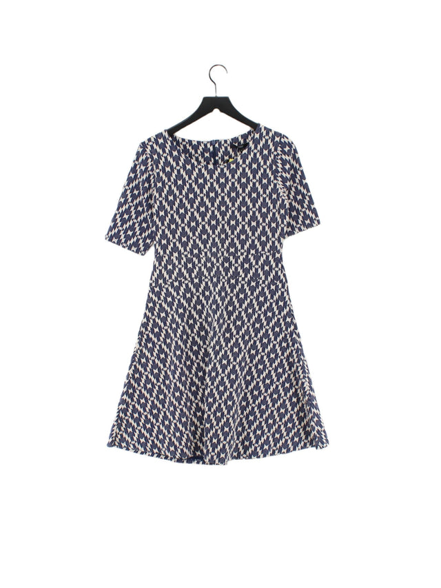 Next Women's Midi Dress UK 14 Blue Cotton with Elastane, Polyester