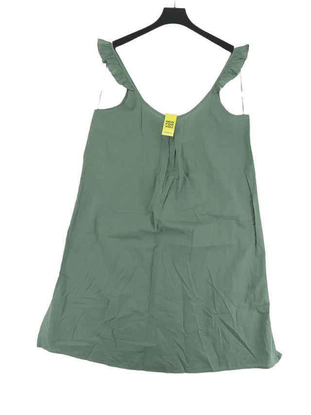 John Lewis Women's Midi Dress M Green 100% Cotton