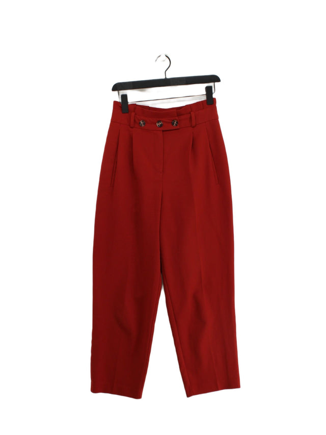 Topshop Women's Suit Trousers UK 10 Red Polyester with Cotton