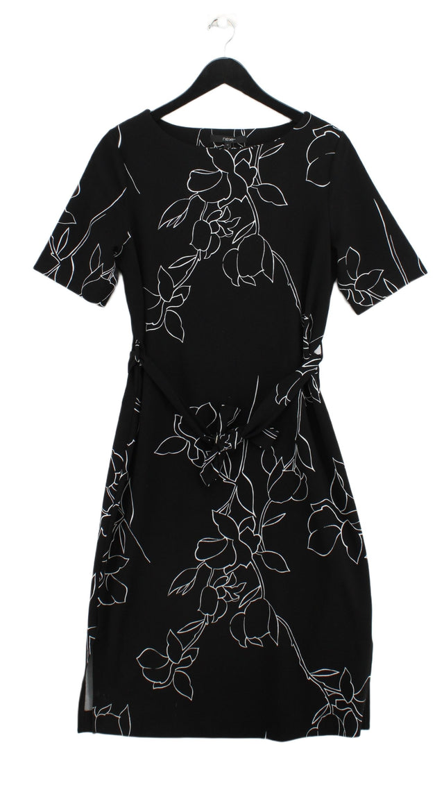 Next Women's Midi Dress UK 12 Black Polyester with Elastane