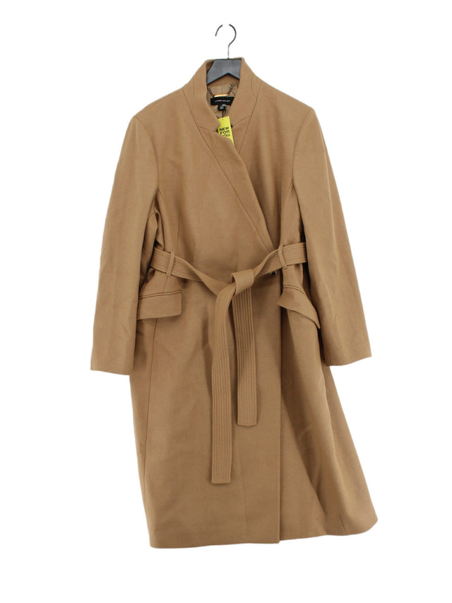 Karen Millen Women's Jacket UK 22 Brown Wool with Polyamide, Polyester