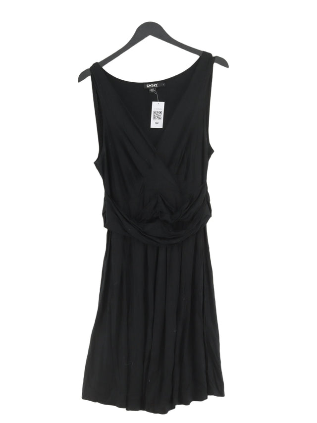 DKNY Women's Midi Dress L Black Lyocell Modal with Elastane, Other, Spandex
