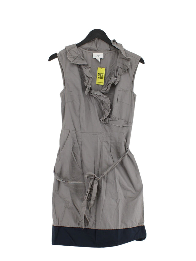 Loft Women's Midi Dress UK 4 Grey 100% Cotton