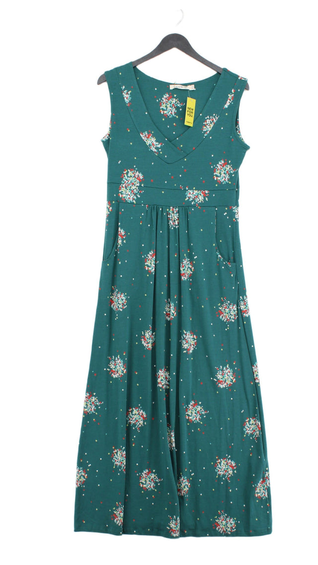 Lily & Me Women's Maxi Dress UK 12 Green Cotton with Elastane, Viscose