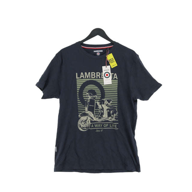 Lambretta Men's T-Shirt L Blue 100% Cotton