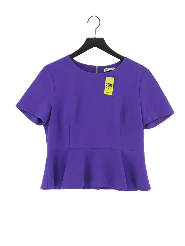 Whistles Women's Top UK 16 Purple Elastane with Polyester, Viscose