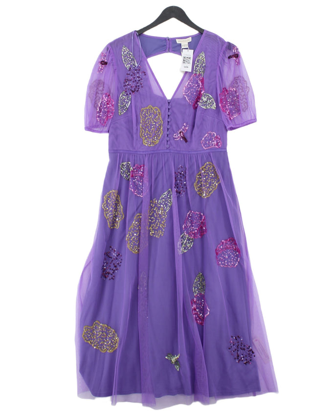 Monsoon Women's Maxi Dress UK 14 Purple 100% Polyester